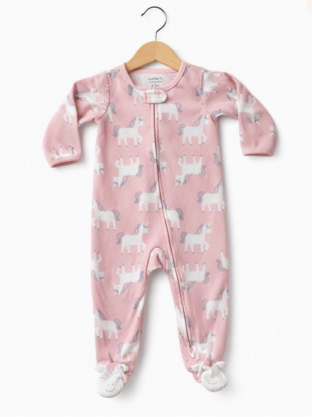 10/$15 Carter's Pink Unicorn Footed One-Piece